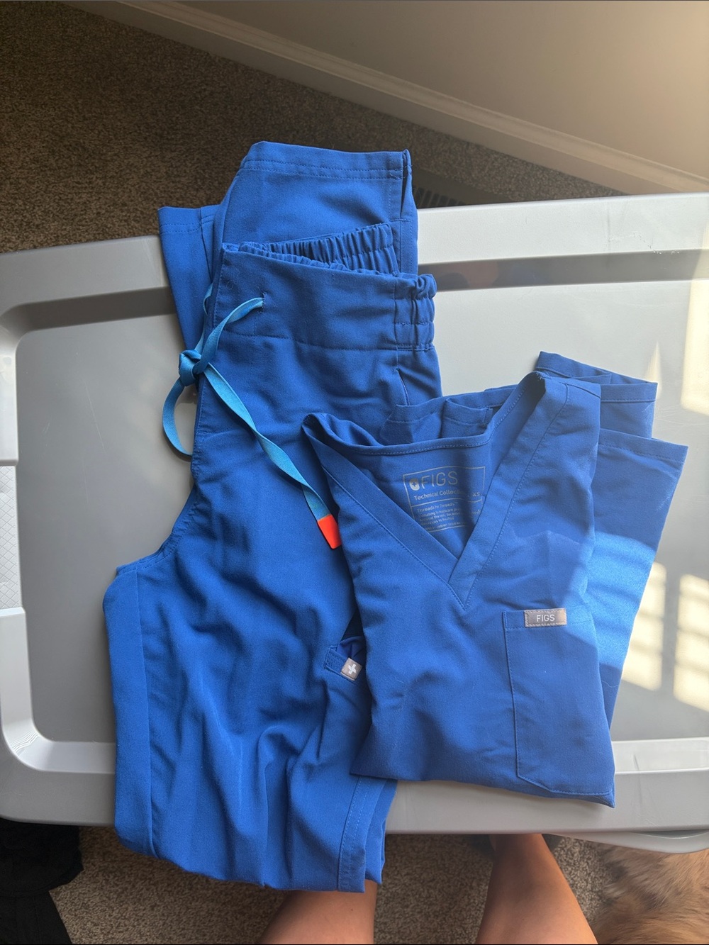 Figs Women's Royal Blue V-Neck Scrub Top and Drawstring Pants